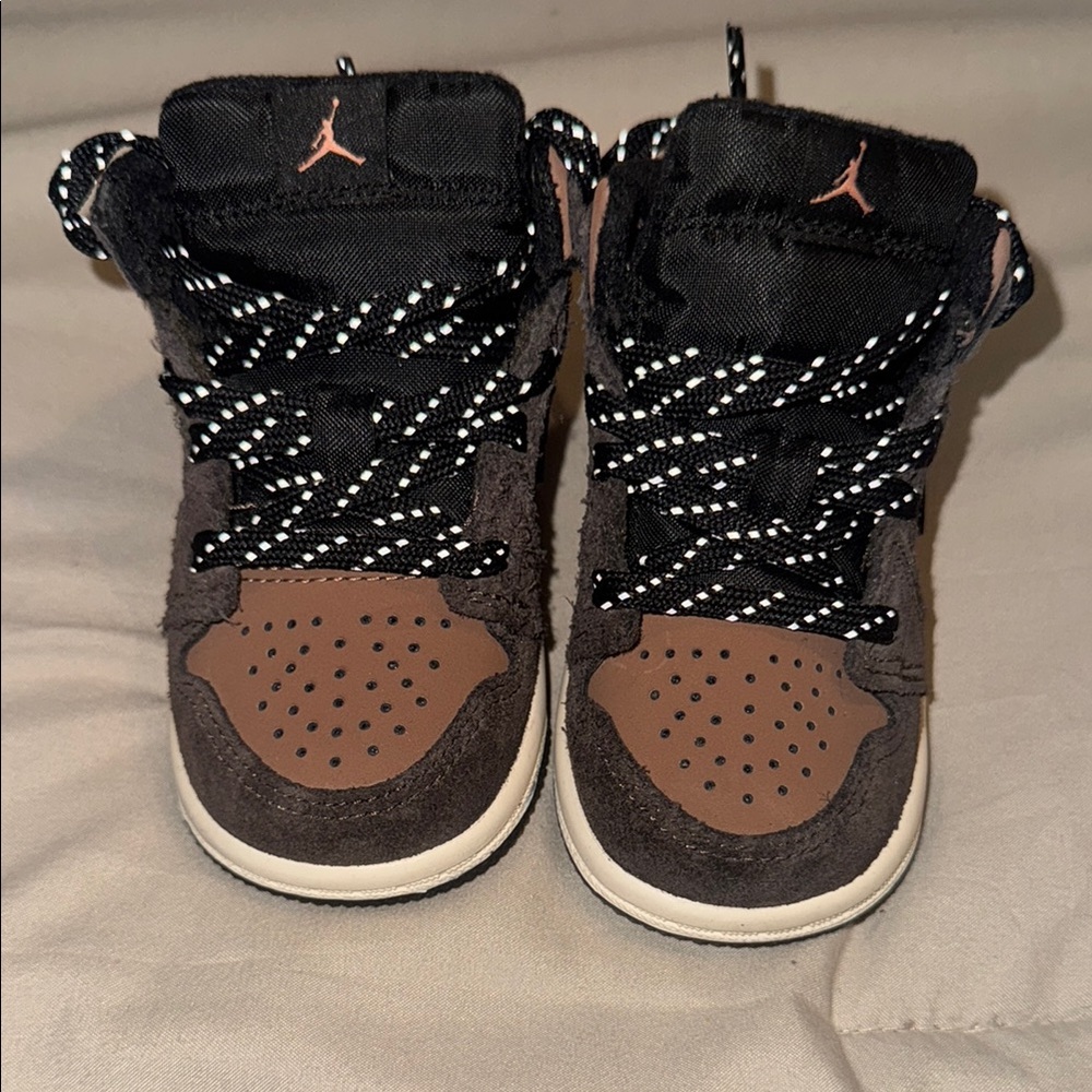 Kids Jordan 1’s Black and Brown Sneakers